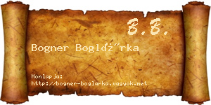 Bogner Boglárka névjegykártya